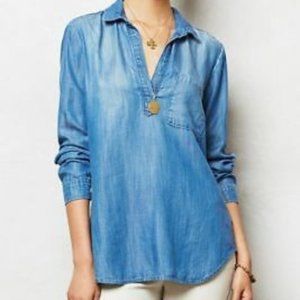 CLOTH & STONE Chambray Pullover Henley Tunic